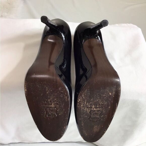 Stuart Weitzman Black Platswoon Pump Heel Shoes Patent Leather Size 7 1/2 - Picture 13 of 16